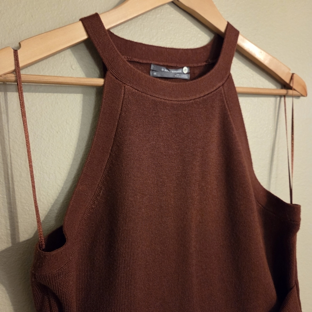 ANTHROPOLOGIE Annette Rusty Brownβ Knit Belted Sleeveless Halter Tank Women's XS - Picture 4 of 12